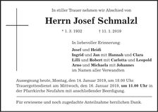 Traueranzeige Josef Schmalzl