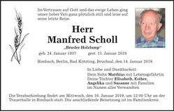 Traueranzeige Manfred Scholl