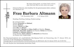 Traueranzeige Barbara Altmann