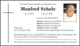 Traueranzeige Manfred Scholz