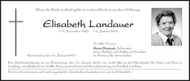 Traueranzeige Elisabeth Landauer