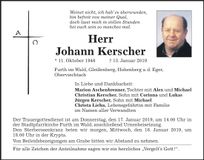 Traueranzeige Johann Kerscher
