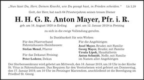 Traueranzeige Anton Mayer