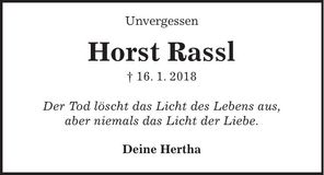 Traueranzeige Horst Rassl