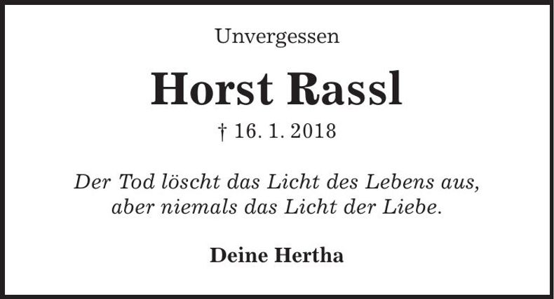 Traueranzeige Horst Rassl