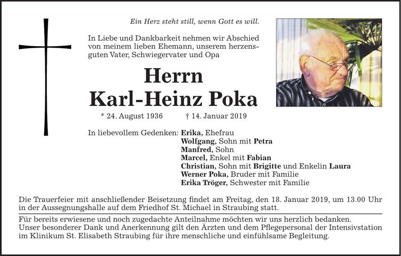 Traueranzeige Karl-Heinz Poka