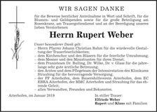 Traueranzeige Rupert Weber
