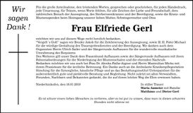 Traueranzeige Elfriede Gierl