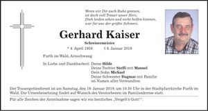 Traueranzeige Gerhard Kaiser