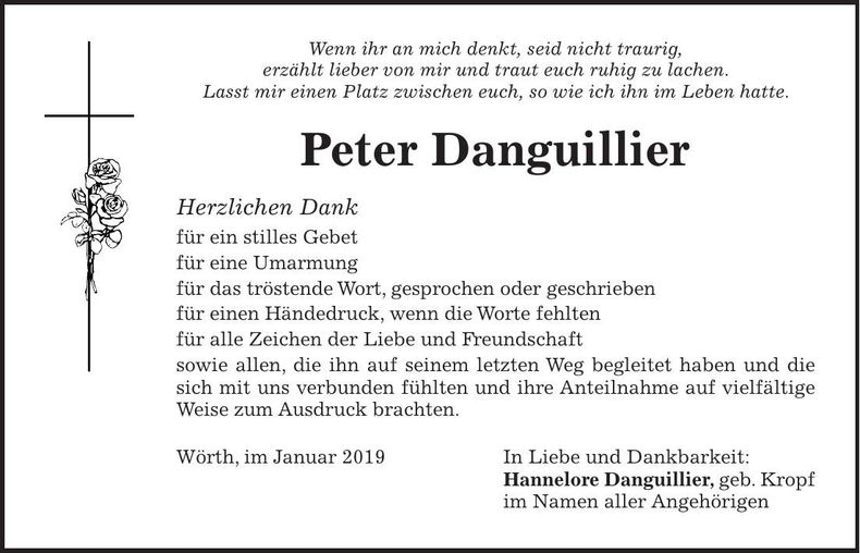 Traueranzeige Peter Danguillier