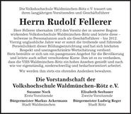 Traueranzeige Rudolf Fellerer