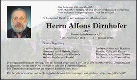 Traueranzeige Alfons Dirnhofer