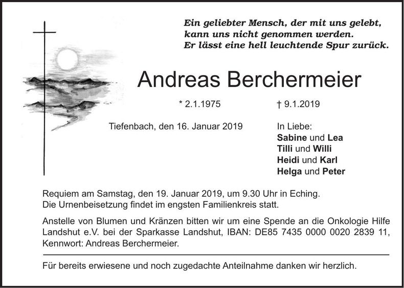 Traueranzeige Andreas Berchermeier
