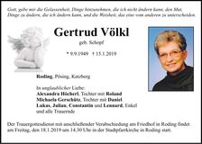 Traueranzeige Gertrud Völkl