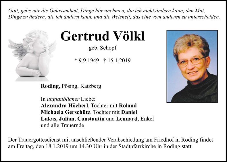 Traueranzeige Gertrud Völkl