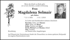 Traueranzeige Madgalena Selmair