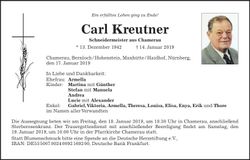 Traueranzeige Carl Kreutner