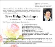 Traueranzeige Helga Daiminger