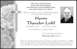 Traueranzeige Theodor Loibl