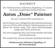 Traueranzeige Anton Paintner