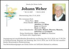 Traueranzeige Johann Weber
