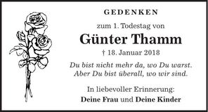 Traueranzeige Günter Thamm