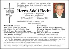 Traueranzeige Adolf Hecht