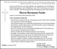 Traueranzeige Hermann Fuchs