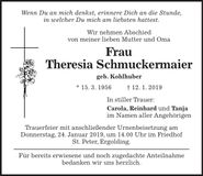 Traueranzeige Theresia Schmuckermaier