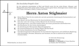 Traueranzeige Anton Stiglmaier