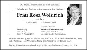 Traueranzeige Rosa Woldrich