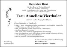 Traueranzeige Anneliese Vierthaler