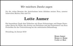 Traueranzeige Lotte Aumer