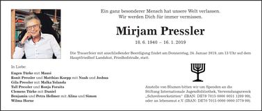 Traueranzeige Mirjam Pressler