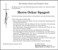 Traueranzeige Oskar Spagert