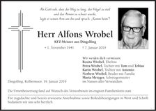 Traueranzeige Alfons Wrobel
