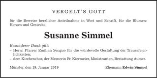 Traueranzeige Susanne Simmel
