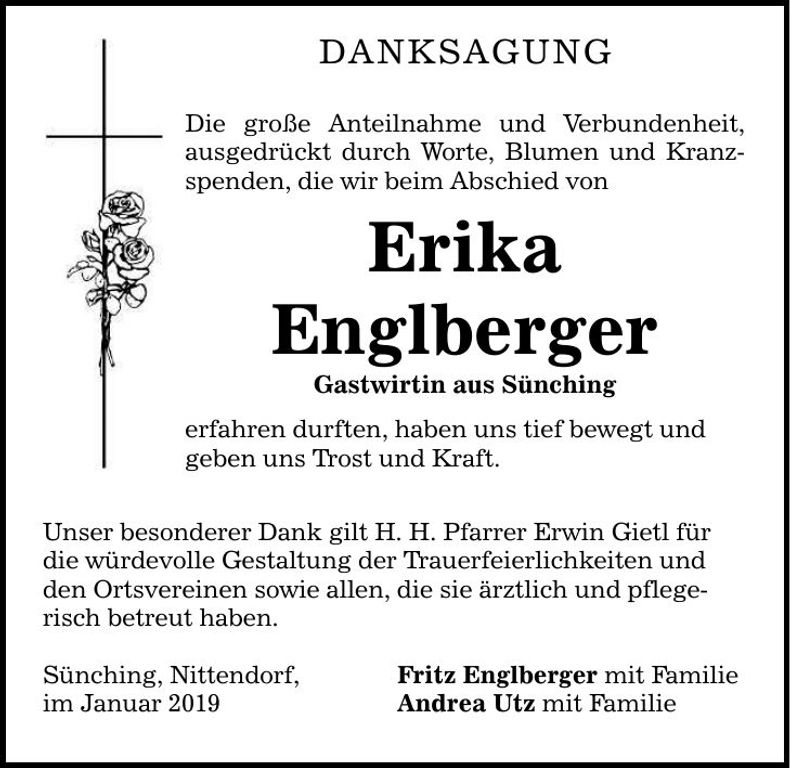 Traueranzeige Erika Englberger