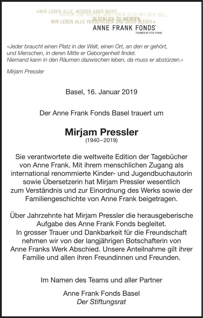 Traueranzeige Mirjam Pressler