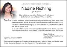 Traueranzeige Nadine Richling