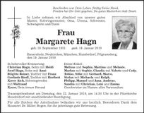 Traueranzeige Margarete Hagn
