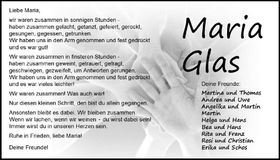 Traueranzeige Maria Glas