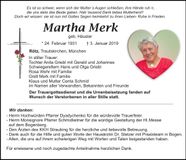 Traueranzeige Martha Merk