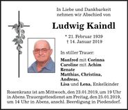 Traueranzeige Ludwig Kaindl