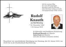 Traueranzeige Rudolf Knauth