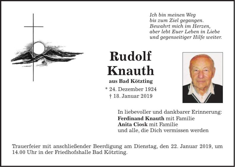Traueranzeige Rudolf Knauth