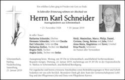 Traueranzeige Karl Schneider