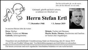 Traueranzeige Stefan Ertl