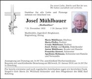 Traueranzeige Josef Mühlbauer