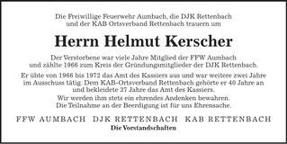 Traueranzeige Helmut Kerscher